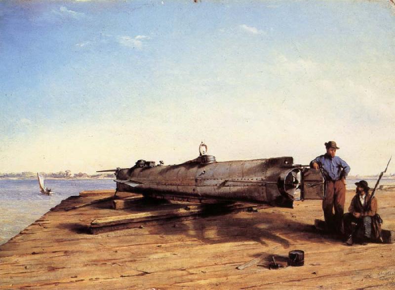 Conrad Wise Chapman Submarine Torpedo Boat H.L.Hunley,Charleston,Dec.3.1863 Spain oil painting art